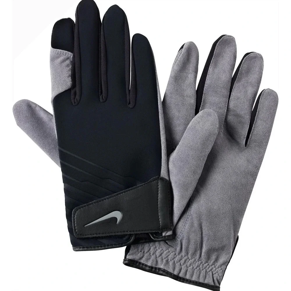Nike Athletic Training Gloves Black Grey Suede Palm Mens XL‎ Adjustable Strap